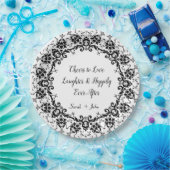 Damask Cheers to Love Laughter Wedding Occasion Papieren Bordje (Feest)