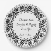 Damask Cheers to Love Laughter Wedding Occasion Papieren Bordje (Voorkant)