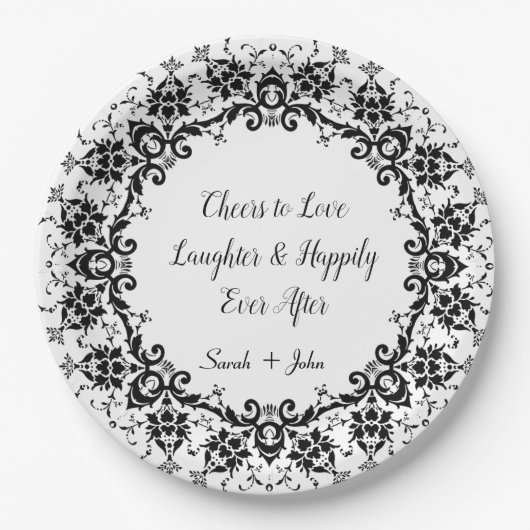 Damask Cheers to Love Laughter Wedding Occasion Papieren Bordje (Voorkant)