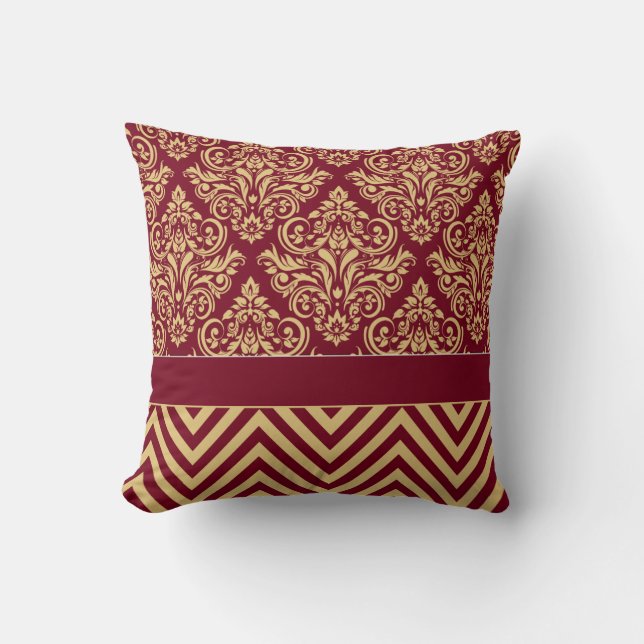 Damask Chevron - Bourgogzand Kussen (Voorkant)