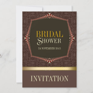Damask Chocolate Bridal Shower Invitation Kaart