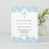 Damask Christening Baptism Invitation Kaart (Staand voorkant)
