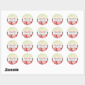 Damask Christmas Circle Adreslabel Ronde Sticker (Vel)