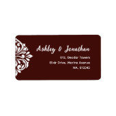 Damask Classic Elegant Mahogany Red Wedding Etiket (Voorkant)