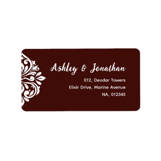 Damask Classic Elegant Mahogany Red Wedding Etiket (Voorkant)
