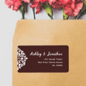 Damask Classic Elegant Mahogany Red Wedding Etiket