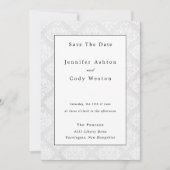 Damask Classic Wit Elegante bruiloft uitnodiging (Voorkant)