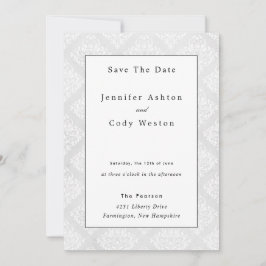 Damask Classic Wit Elegante bruiloft uitnodiging