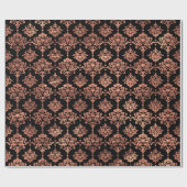 Damask Coral Copper Black Metallic Royal Floral Cadeaupapier (Vlak)