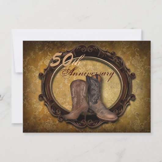 Damask Cowboy Land 50ste trouwdag Kaart (Voorkant)