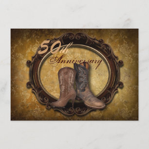 Damask Cowboy Land 50ste trouwdag Kaart
