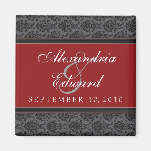 Damask Cranberry Wedding Favor Magnet (Voorkant)