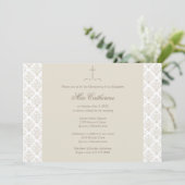 Damask Cream Cross doop / doop Kaart (Staand voorkant)