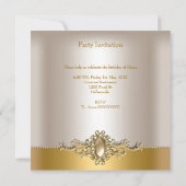 Damask Cream Gold Birthday Party Pearl Kaart (Achterkant)
