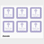 Damask Cross Eerste Communie | Dank u Vierkante Sticker (Vel)