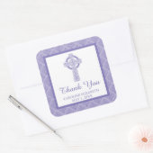 Damask Cross Eerste Communie | Dank u Vierkante Sticker (Envelop)