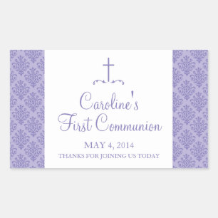 Damask Cross Eerste Communie Rechthoekige Sticker