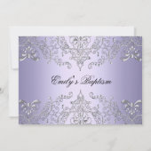  Damask & Cross Paarse Photo Baptisme Invite Kaart (Achterkant)