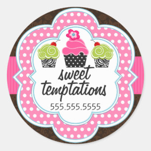 Damask Cupcake Bakkerij Business Ronde Sticker