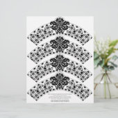 Damask Cupcake Wrapper Black op White (Staand voorkant)