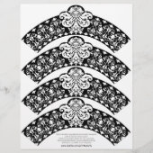 Damask Cupcake Wrapper White op Black (Voorkant)