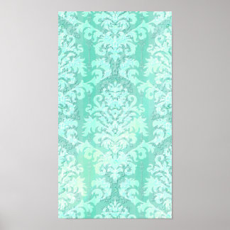 Damask Cut Velvet, ANTIEK LACE in MINT GREEN Poster