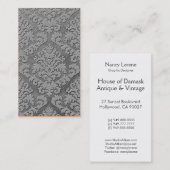 Damask Cut Velvet, Double Damask Monotone in Grey Visitekaartje (Voorkant / Achterkant)