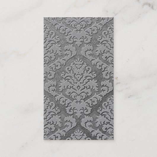 Damask Cut Velvet, Double Damask Monotone in Grey Visitekaartje (Voorkant)
