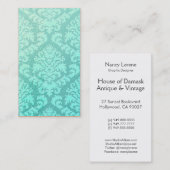 Damask Cut Velvet, ingegraveerd Satin in Mint Gree Visitekaartje (Voorkant / Achterkant)