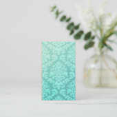 Damask Cut Velvet, ingegraveerd Satin in Mint Gree Visitekaartje (Staand voorkant)