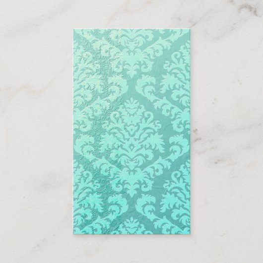 Damask Cut Velvet, ingegraveerd Satin in Mint Gree Visitekaartje (Voorkant)