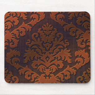 Damask Cut Velvet, Shadow in Oranje & Brown Muismat