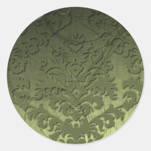 Damask Cut Velvet, Swank Swirls in Olive Ronde Sticker