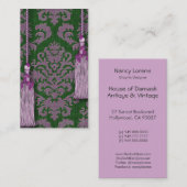 Damask Cut Velvet, Tassels & Leaves Visitekaartje (Voorkant / Achterkant)