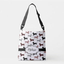 Damask Dachshunds Custom Retro Crossbody Tas