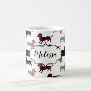 Damask Dachshunds Custom Retro Koffiemok