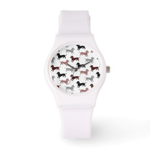Damask Dachshunds Holiday Patroon Horloge