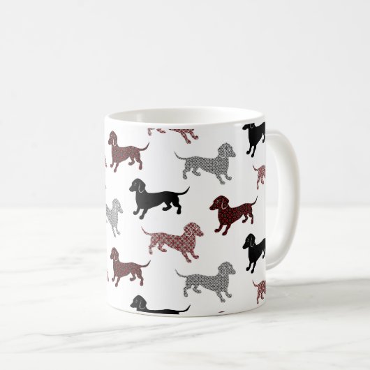 Damask Dachshunds Holiday Patroon Koffiemok (Voorkant rechts)