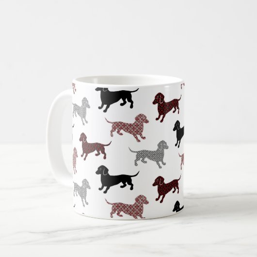 Damask Dachshunds Holiday Patroon Koffiemok (Voorkant links)