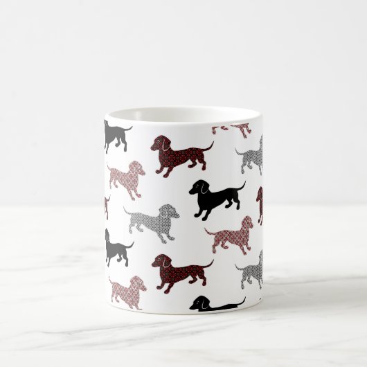 Damask Dachshunds Holiday Patroon Koffiemok (Center)