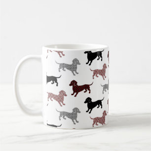Damask Dachshunds Holiday Patroon Koffiemok