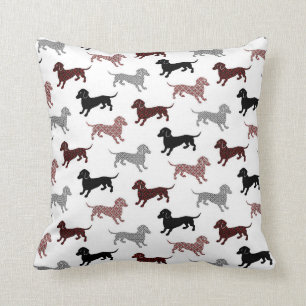Damask Dachshunds Holiday Patroon Kussen