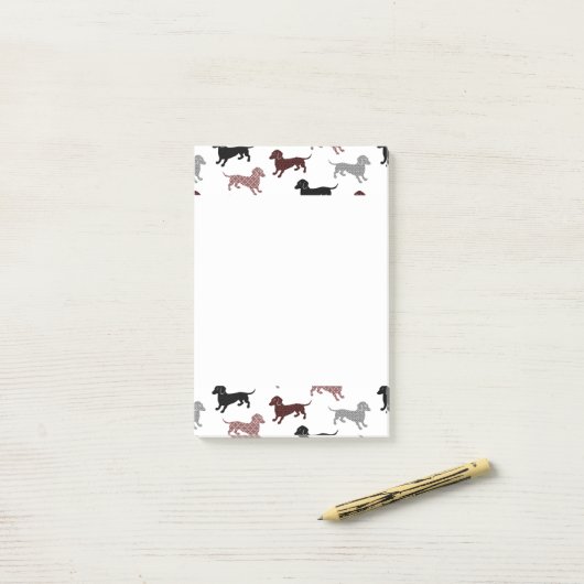 Damask Dachshunds Holiday Patroon Post-it® Notes (Op bureau)