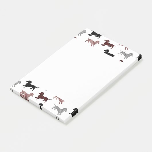 Damask Dachshunds Holiday Patroon Post-it® Notes (Schuin)