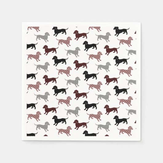 Damask Dachshunds Vakantiepatroon Servet (Voorkant)