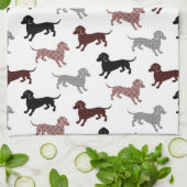 Damask Dackel Cute Dachshunds Theedoek (Gevouwen)