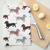 Damask Dackel Cute Dachshunds Theedoek (Quarter Fold)