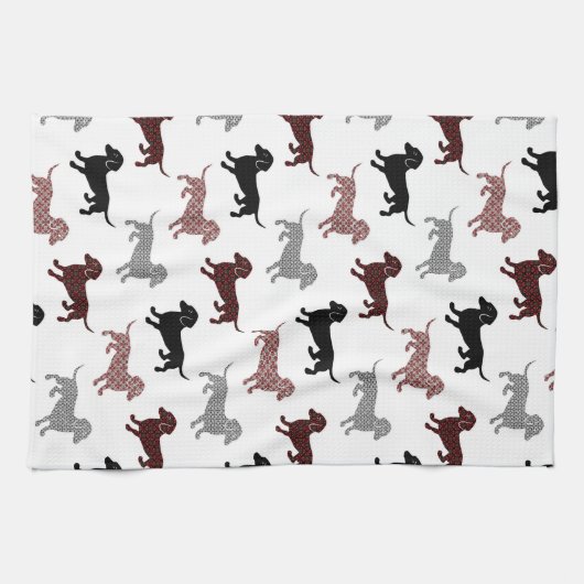 Damask Dackel Cute Dachshunds Theedoek (Horizontaal)