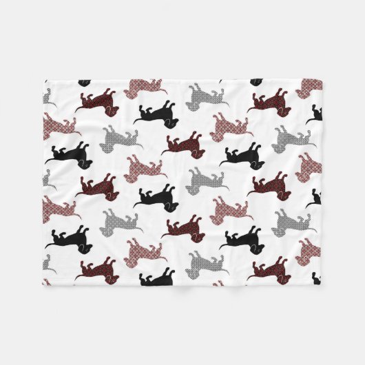 Damask Dackel Schattigee teckels Fleece Deken (Voorkant (Horizontaal))