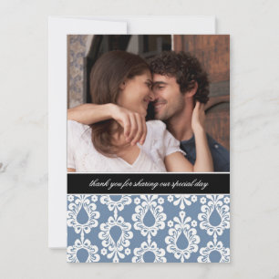 Damask Dank u Nota's {Blauw} Notitiekaartje